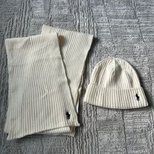 Polo by Ralph Lauren Ivory Knit Scarf and Beanie Set